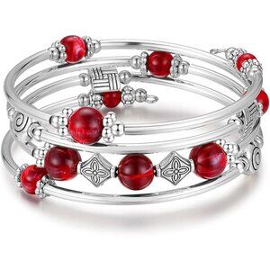 Beaded Pearl Bangle Wrap Bracelet - Fashion Bohemian Jewelry Multilayer Charm Br